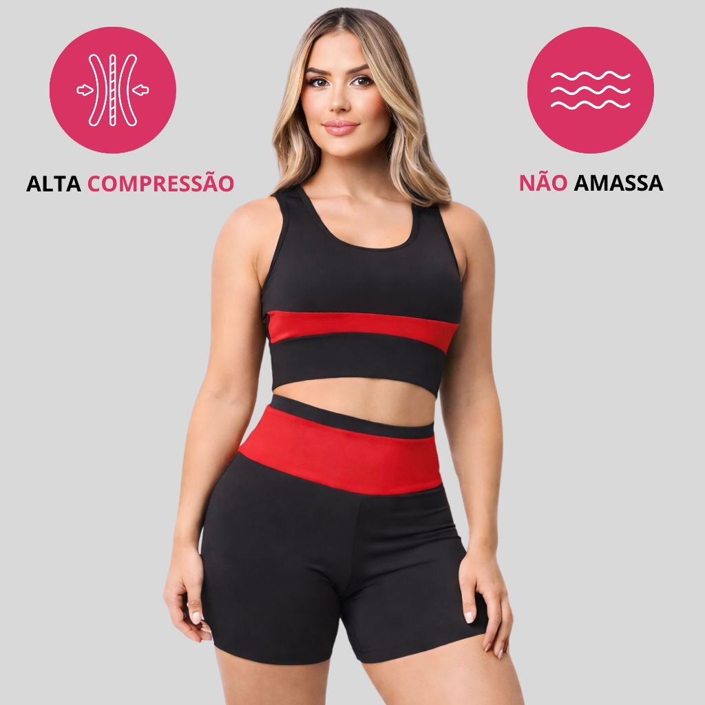 Conjunto Academia Feminino Top e Short Cintura Alta | Shopee Brasil