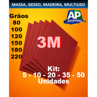 Lixa Para Massa 3M Kit Parede Reboco Massa Corrida Gesso 80 A 220 - 3M