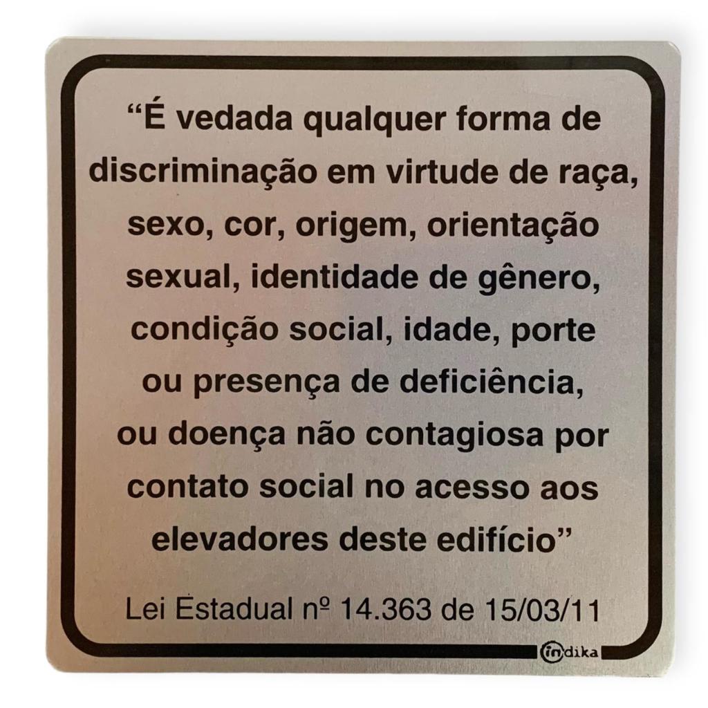 Placa De Sinalização 16x16cm Alumínio - Vedada Discriminação | Shopee ...