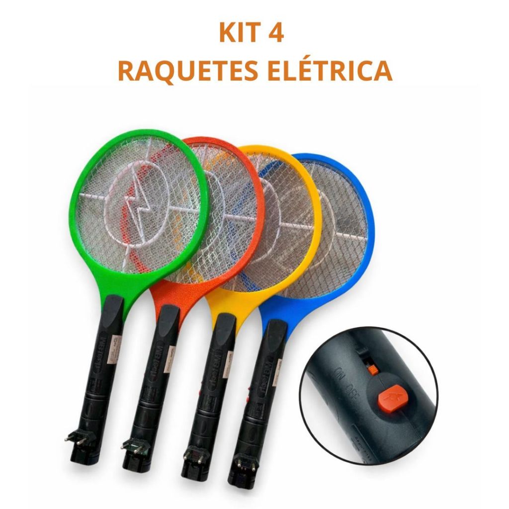 Raquette électrique Anti-mouches & Moustiques - Rechargeable (2 Piles AA) - 1200V - Sécurité 3 Couches - Noire