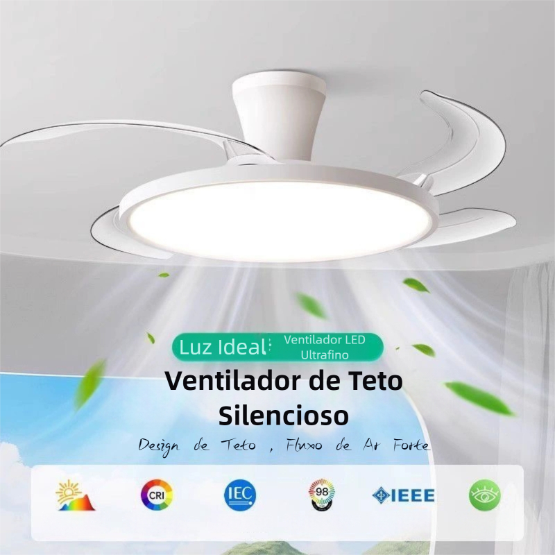 Ventilador De Teto Luminária Plafon 4 Pás Com Controle Remoto 110V-220V ...