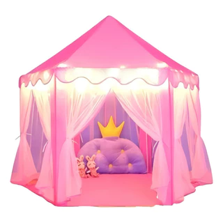 Barraca com Led Infantil Tenda / Toca Grande - Rosa e Azul + Luzes + Bolsa em Oferta na Shopee