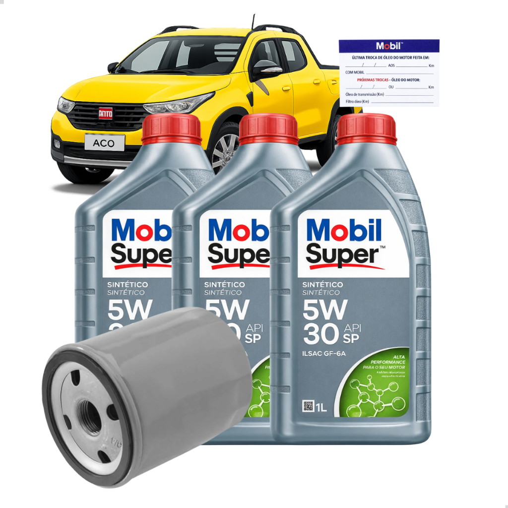 Kit Revisão Troca de Óleo 5w30 Mobil Fiat Strada Freedom 1.4 8v 2020 A ...