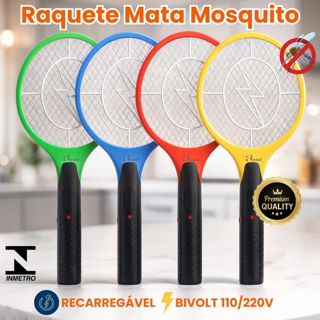 Raquete Elétrica Mata Mosquito Recarregável – Elimina Insetos na Hora ...