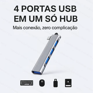 Hub Usb 3.0 4 Portas Smartphone Notebook Compacto Universal OTG Tipo-C Teclado Mouse Câmera