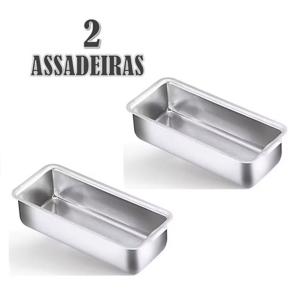 2 Formas Assadeira P/ Pão Grande N°3 Alumínio 30x13x6cm (Ide