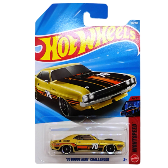 miniatura hot wheels 70 Dodge Hemi Challenger (dourado)