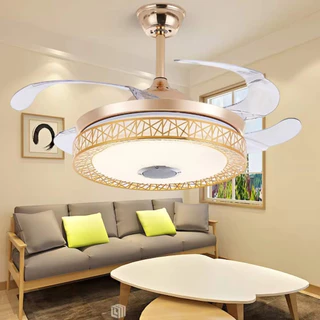 Lustre Ventilador de Teto Retrátil LED 4 Pás Controle Remoto Com Música e caixa de Som em Oferta na Shopee