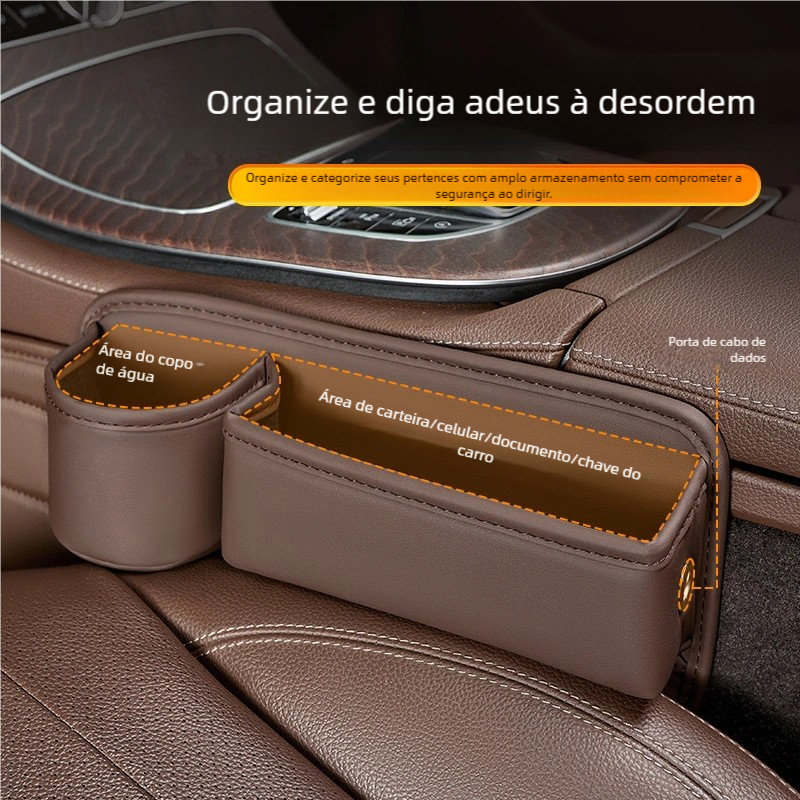 Organizador de Assento de Carro de Couro Console Multifuncional Caixa ...