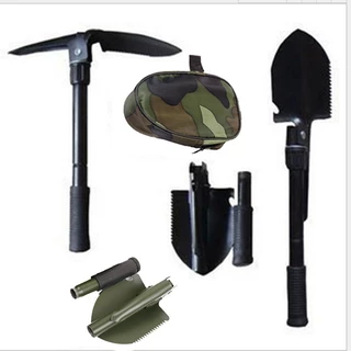 Pá Portátil Multi-função Militar - Dobrável para Emergência, Acampamento e Sobrevivência