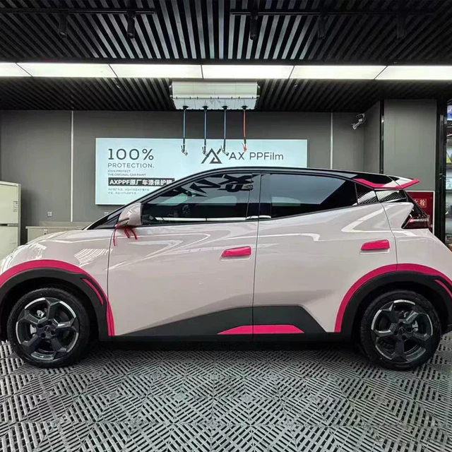 Adesivo Logo + kit4 Capa Maçaneta + Emblema Frontal BYD Dolphin Mini | Rosa/Iridescente/Preto | Acessório Carro