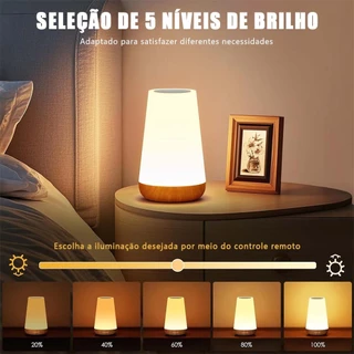 Luz Noturna de Controle Remoto Com Toque De Recarregável 13 Cores Cronometrado Luminária