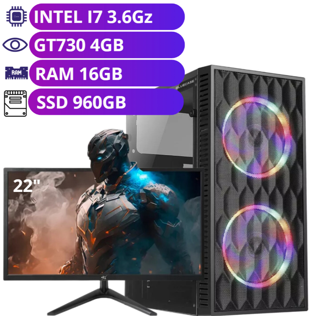 Foto de Computador PC Gamer Intel Core i7 3.6Ghz / Placa GeForce 4GB / 16GB RAM / SSD 960GB / Monitor 22"