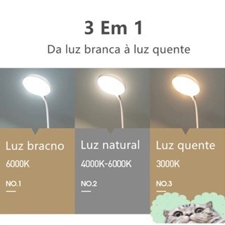 Luminária De Mesa Recarregável Led Com Proteção Os Olhos Usb Iluminaria Abajur Lâmpada De Mesa Para Quarto — foto 4 — Achou Levou Brasil