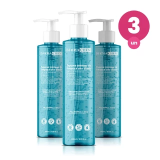 Kit 3 Espuma Cremosa de Limpeza Facial 240ml Hidratação e Maciez da Pele Com Aloe Vera Dermachem em Oferta na Shopee