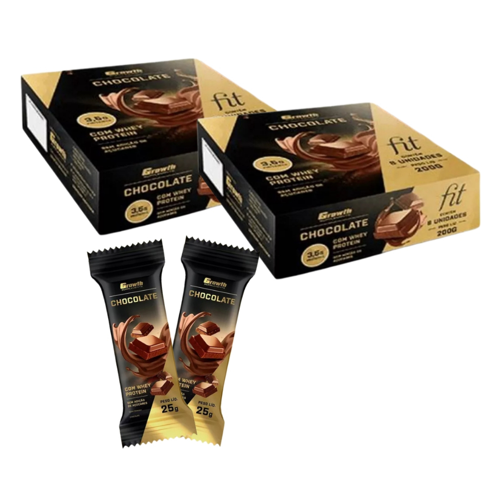 Kit 2 Displays Chocolate Preto com Whey Protein Display 8un Growth ...