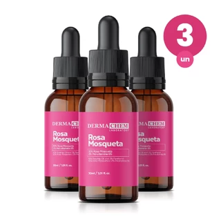 Kit 3 Sérum Facial Rosa Mosqueta 30ml Hidratação Renovação e Clareamento da Pele Dermachem em Oferta na Shopee