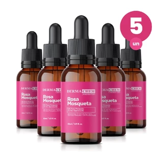 Kit 5 Sérum Facial Rosa Mosqueta 30ml Hidratação Renovação e Clareamento da Pele Dermachem em Oferta na Shopee