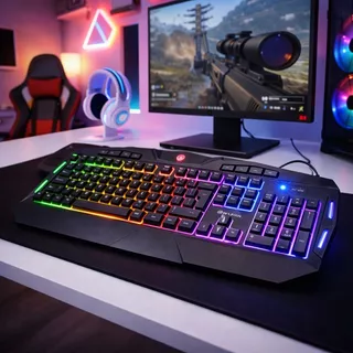 Teclado Gamer Semi Mecânico RGB Anti Ghosting com Iluminação LED Colorida para PC e Notebook