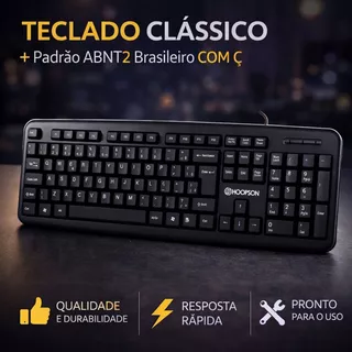 Teclado para computador com Fio Usb Abnt2 português notebook Home Office Escola Trabalho em Oferta na Shopee