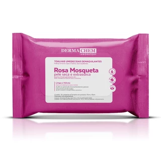 Toalhas Umedecidas Demaquilantes com Rosa Mosqueta 25 Lenços Limpeza e Hidratação da Pele Dermachem em Oferta na Shopee