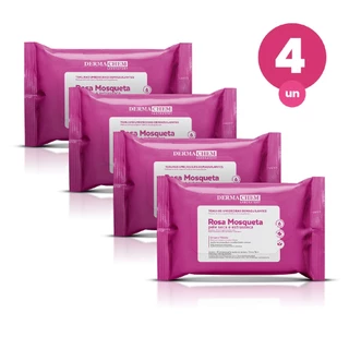 Kit 4 Toalhas Umedecidas Demaquilantes com Rosa Mosqueta 25 Lenços Limpeza e Hidratação da Pele Dermachem em Oferta na Shopee