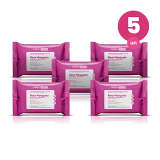 Kit 5 Toalhas Umedecidas Demaquilantes com Rosa Mosqueta 25 Lenços Limpeza e Hidratação da Pele Dermachem em Oferta na Shopee
