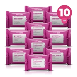Kit 10 Toalhas Umedecidas Demaquilantes com Rosa Mosqueta 25 Lenços Limpeza e Hidratação da Pele Dermachem em Oferta na Shopee