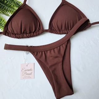 BIQUÍNI CORTININHA FITA MARQUINHA BRONZE COM BOJO REMOVÍVEL PRAIA TENDÊNCIA