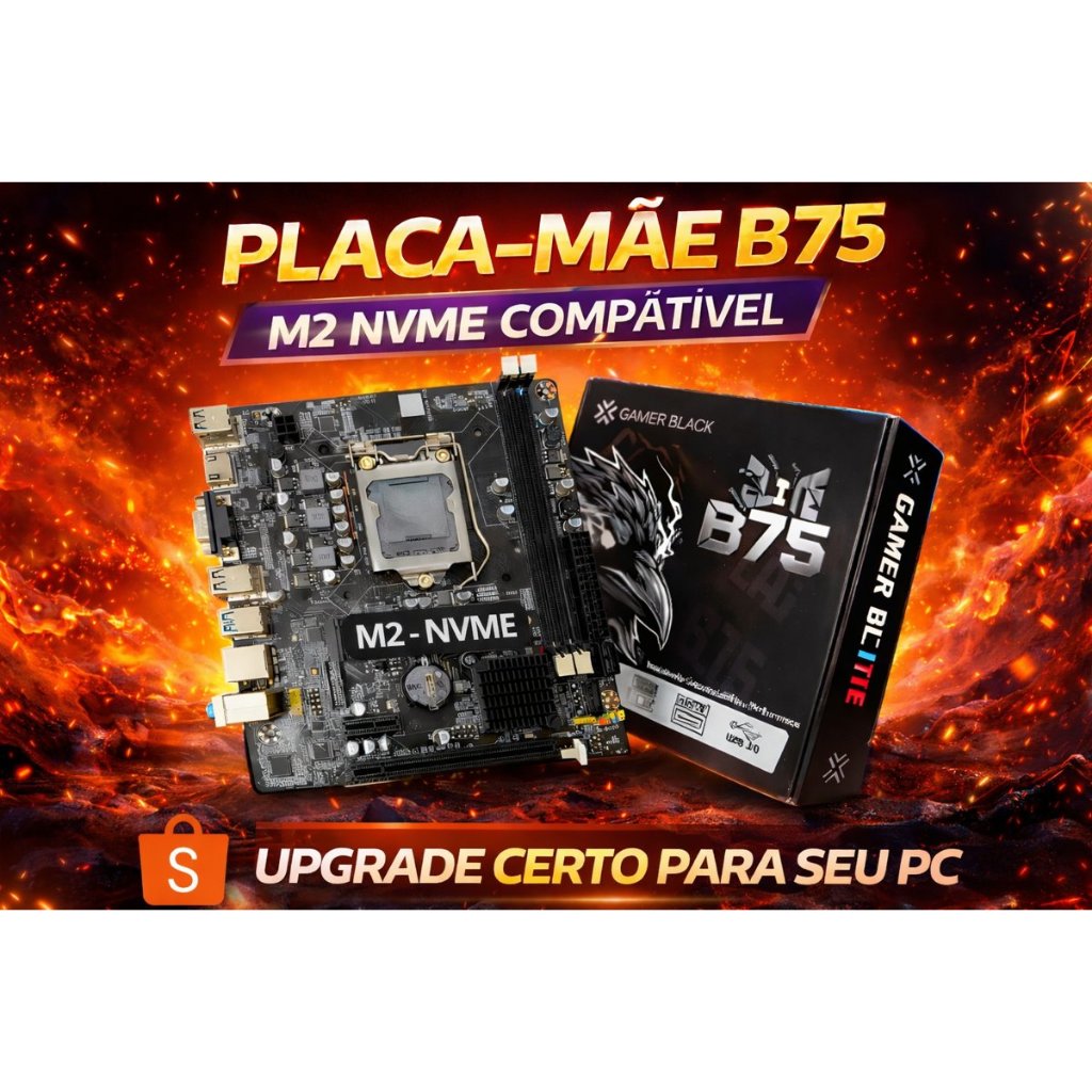 Placa Mãe Gamer Lga 1155 B75 Ddr3 M2 Nvme I3,i5,i7 Coretech Preto ...