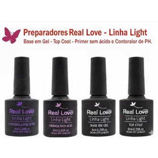 Kit Real Love Light – Primer Non Acid + PH Balancing + Base Gel + Top Coat 8ml em Oferta na Shopee