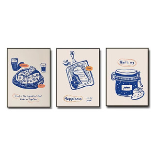 Quadros decorativos Comida estilo moderno para decoração de cozinha sobremesa bolo padeiro (3 peças)