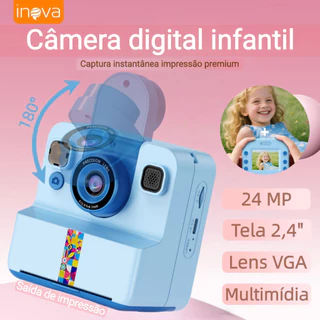 Inova Câmera infantil—Impressão digital, Resolução de 24MP, Lens VGA+Multimídia, 1300 mAh de Bateria