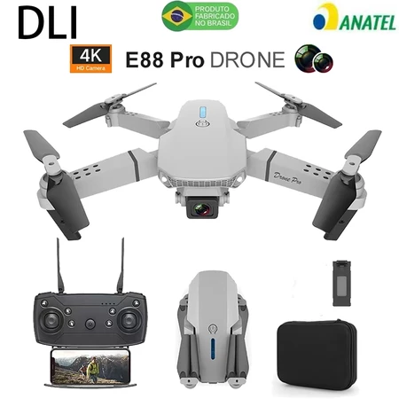 Dli E88 Mini Drone 4K Com HD Dual Cmaera Wifi Com 2 Baterias