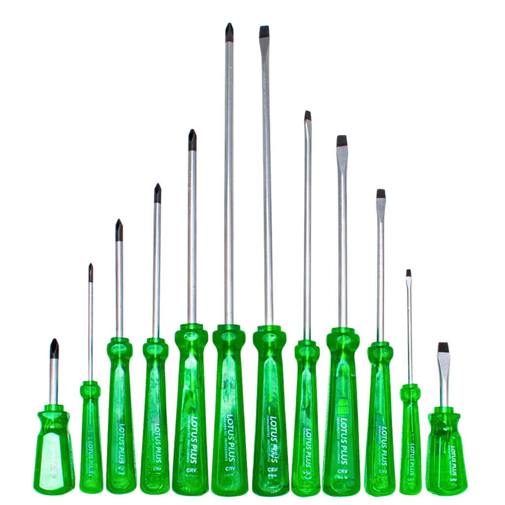 Jogo(kit) De 12 Chaves De Fenda E Phillips Aço Crv Imantada Lotus