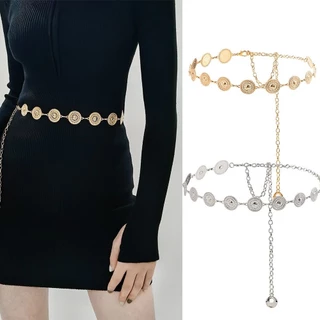 Moda Cinto De Moeda Das Mulheres Vestido De Ouro Prata Estilo Cinto De Metal Cinto em Oferta na Shopee