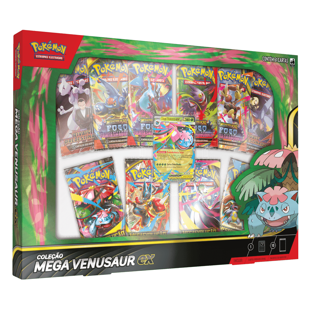 Pokémon Box Mega Venusaur Ex Copag - 61 cartas | Shopee Brasil