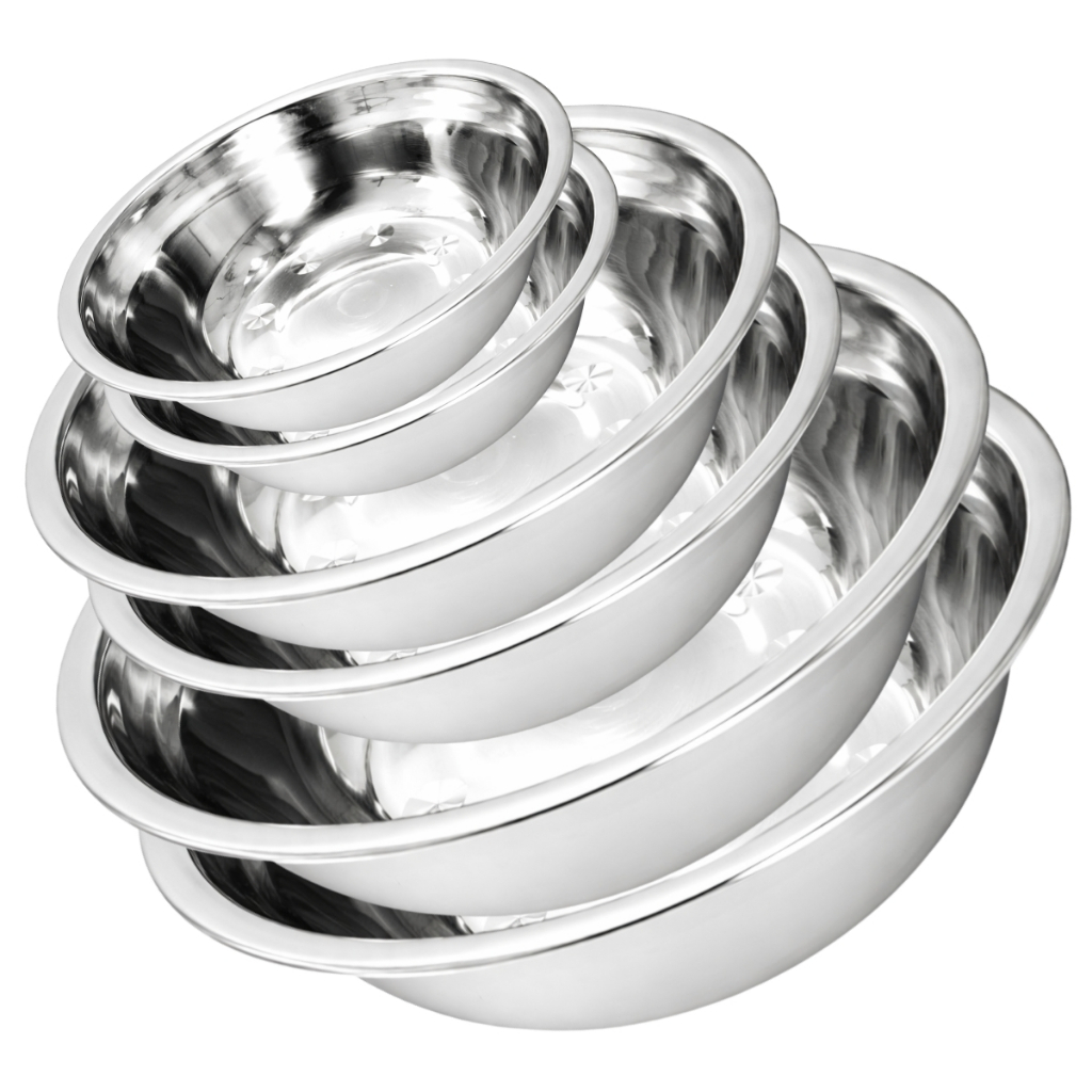 Kit 6 Tigela Bowl Bacia De Inox Cozinha Saladeira 350mL 500m