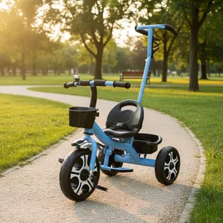 Triciclo Infantil Luxo Com 02 Cestinhas Sininho e Cinto de Segurança Haste Direcionável Para Crianças em Oferta na Shopee