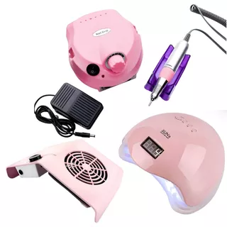 Kit Completo Unhas em Gel Profissional – Cabine Sun 5 LED UV 48W + Porquinho Lixadeira + Aspirador de Pó 40W Bivo em Oferta na Shopee
