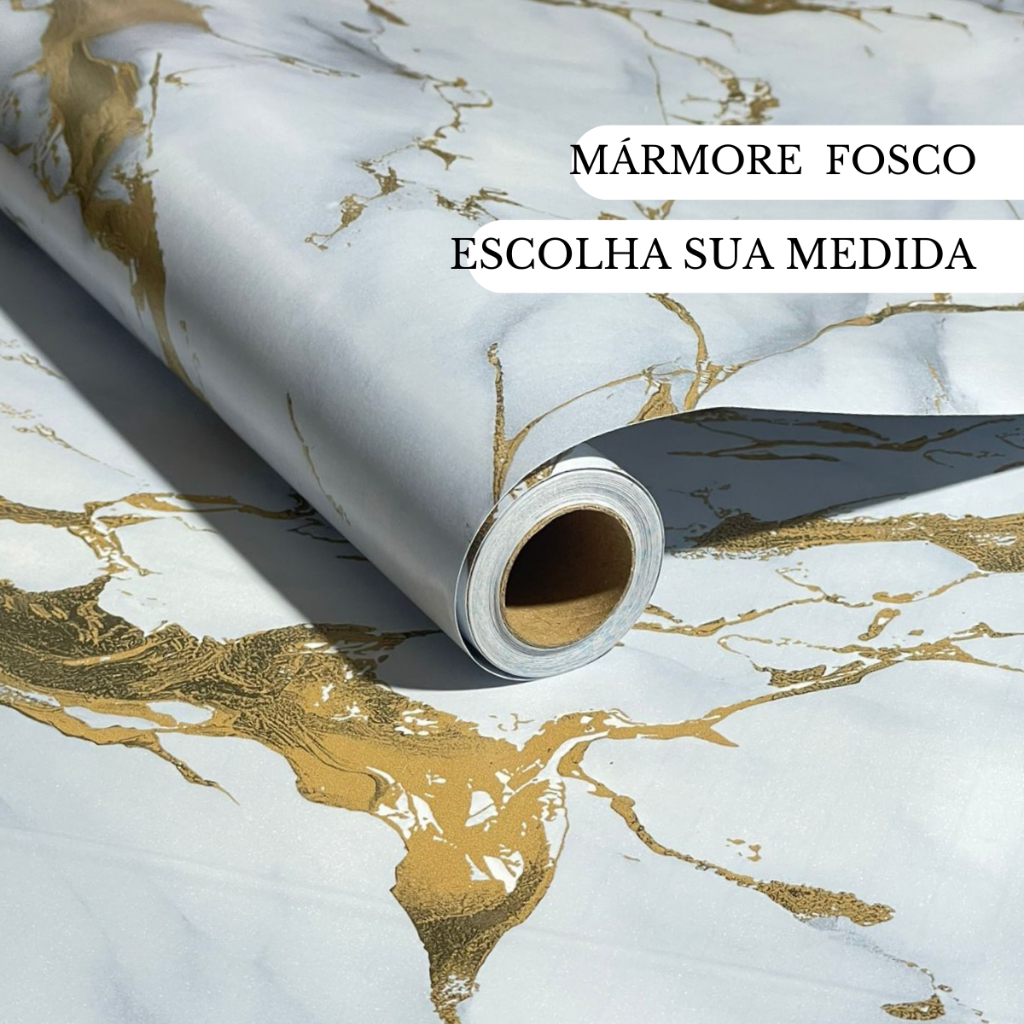Papel de Parede Autocolante Mármore Dourado Fundo Azulado P/ Lavabo Cozinha Lavável 1M 2M 3M 5M
