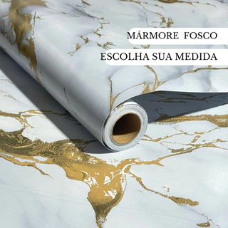 Papel de Parede Autocolante Mármore Dourado Fundo Azulado P/ Lavabo Cozinha Lavável 1M 2M 3M 5M