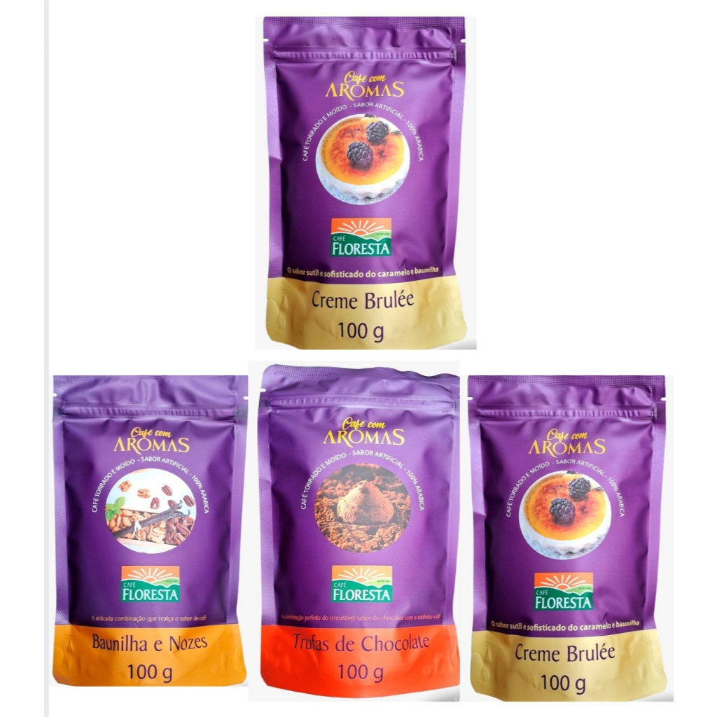 Café Floresta Gourmet Aromatizado 100g Kit com 4 (escolha Os Aromas)!
