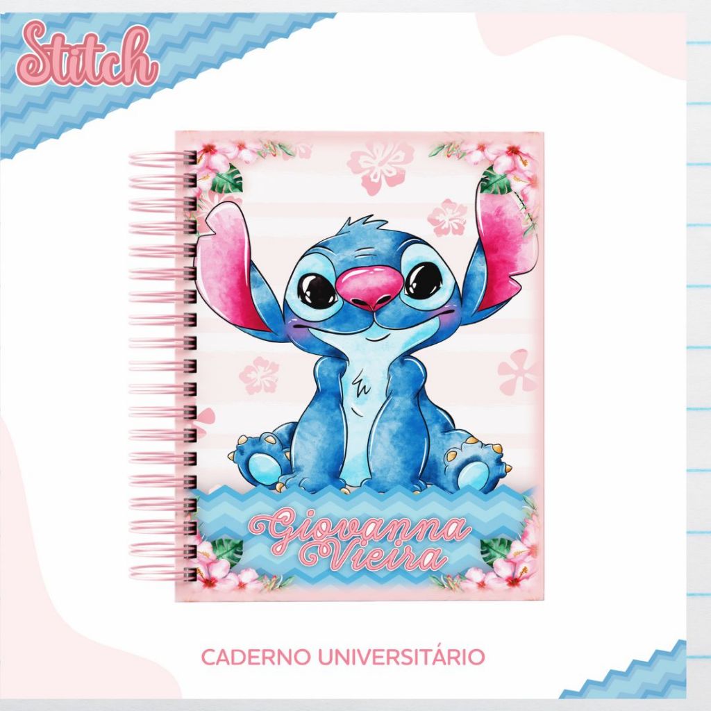 Caderno 10 Matérias Stitch Personalizado | Capa Dura fazemos qualquer ...