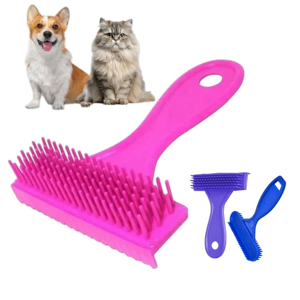 Escova Pente Rastelo Plastico Para Pentear Cachorro e Gato Pet Tira ...