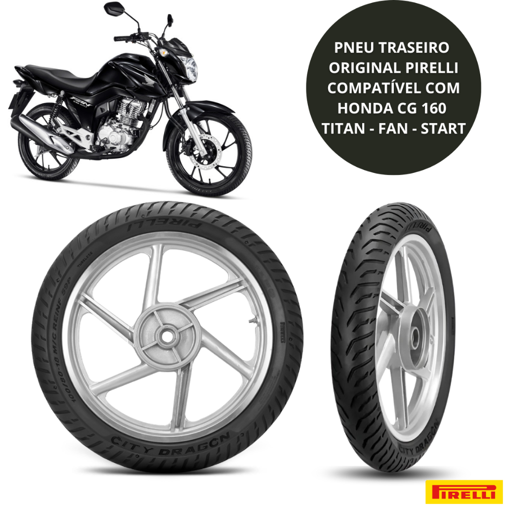 Pneu Moto CG 160 Fan Titan Start Pirelli City Dragon Traseiro 90/90-18 ...