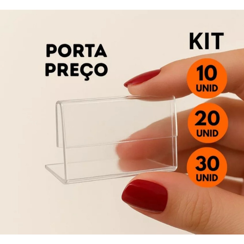 Kit 30 Display Acrílico Porta Preço 5x3cm Etiqueta Expositor