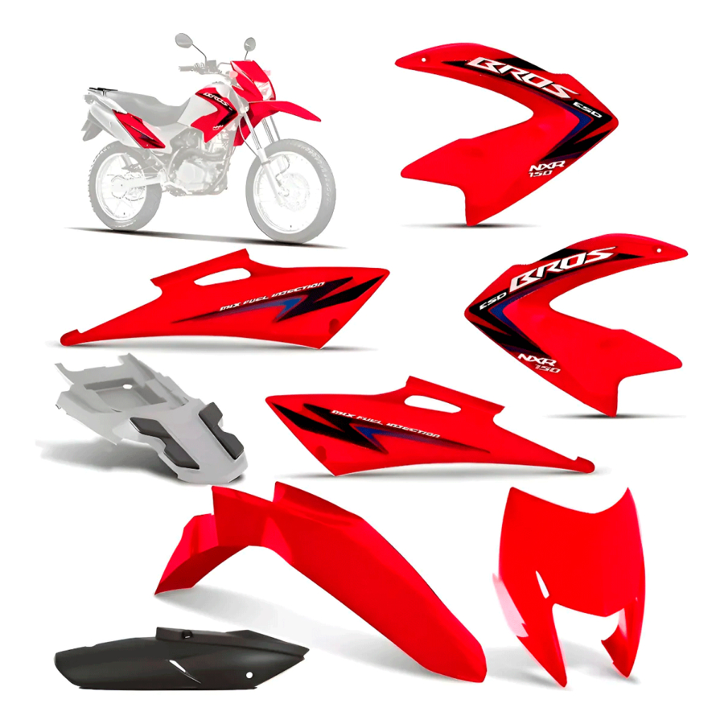 Kit Carenagem Nxr 150 Bros 2012 Esd Vermelho C/ Adesivo | Shopee Brasil
