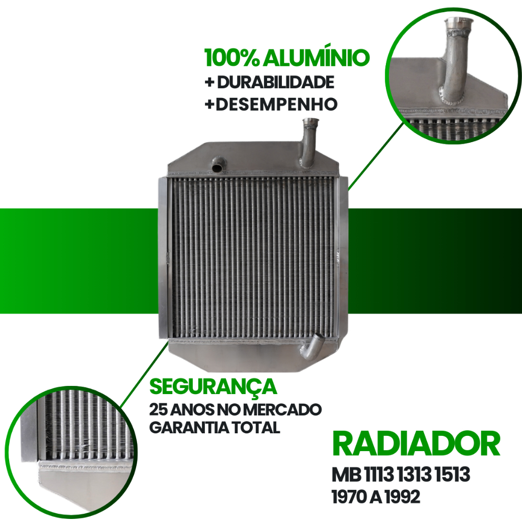 RADIADOR DE AGUA ALUMINIO TUBULAR 4 CARREIRAS REFORCADO SERVE MERCEDES ...
