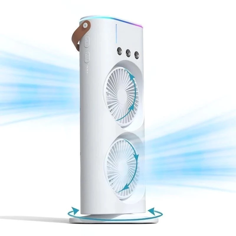 MINI Refrigerador De Ar Ventilador Umidificador Dupla Giratório rgb Camada Ventilador Climatizador Ar C Reservatório